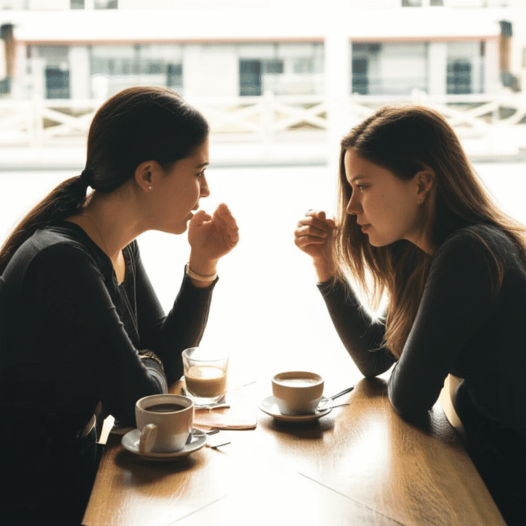Espelhamento: Construindo Rapport Silenciosamente Duas pessoas conversando, inconscientemente espelhando a postura uma da outra.