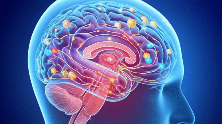 Neurotransmissores da Atração Cérebro humano com neurotransmissores destacados